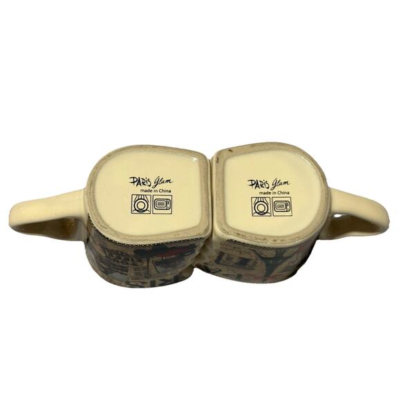 Unique Paris Glam Small Connecting Mugs with Heart Shaped Handles - Picture 2 of 6